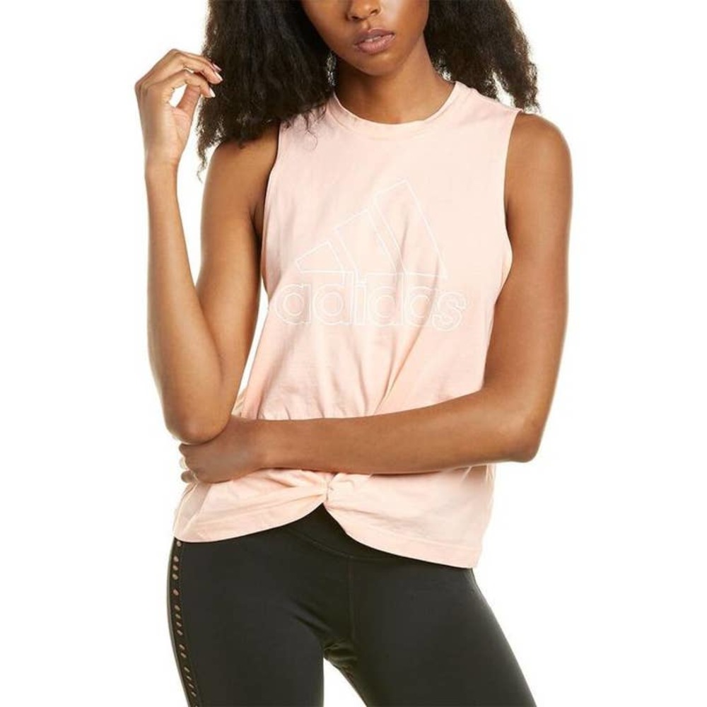 Adidas Badge of Sport Knot Light Pink White Logo Tank Size XS